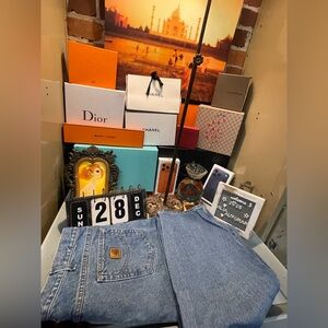 Carhartt Men's Blue Jeans Denim Distressed Workwear Carpenter